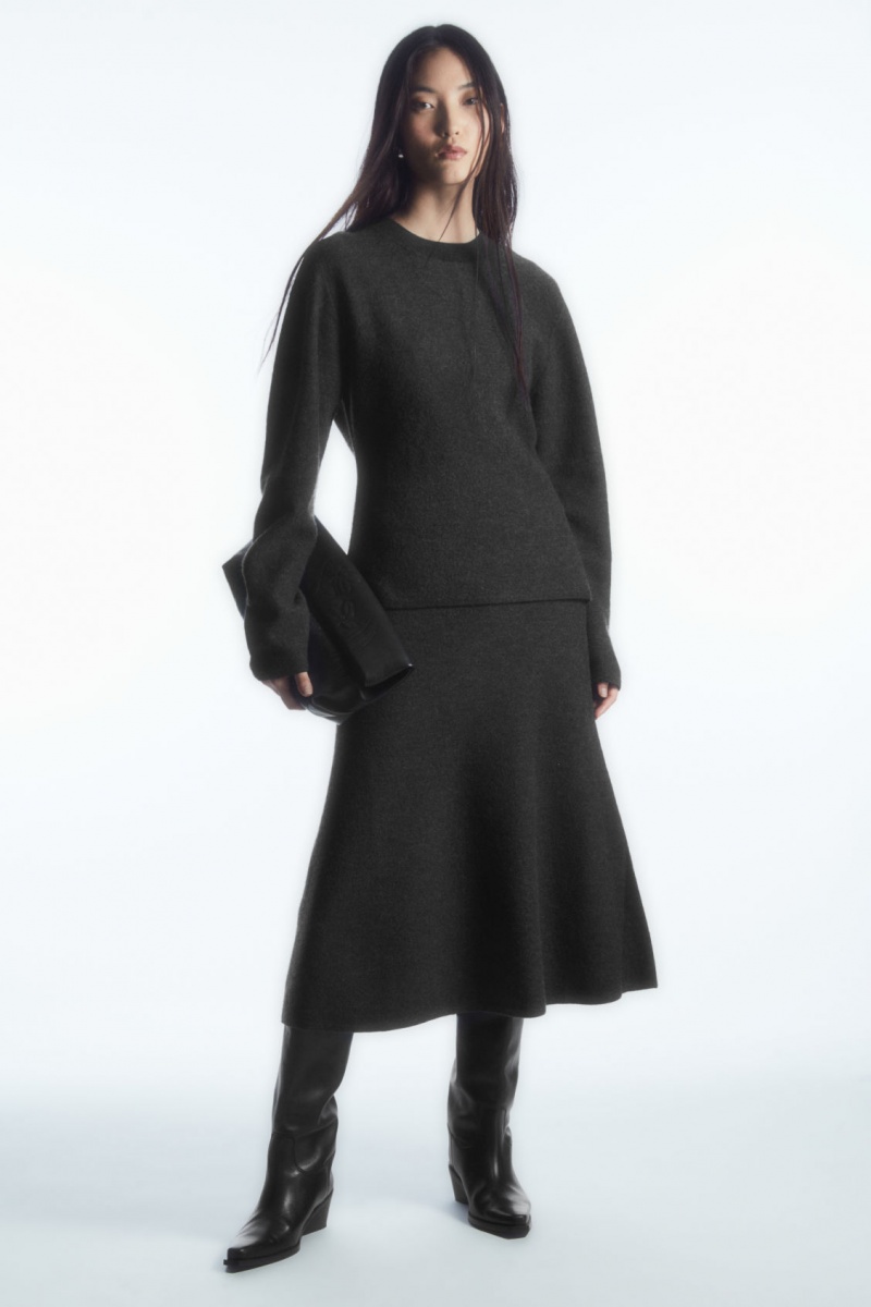 Dámské Svetry COS Regular-Fit Merino Vlna Tmavě Šedé | BEZY-05238
