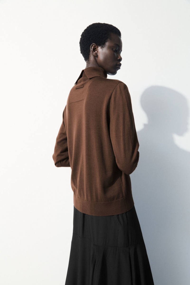 Dámské Svetry COS The Vlna Roll-Neck Tmavě Hnědé | NGVX-20579