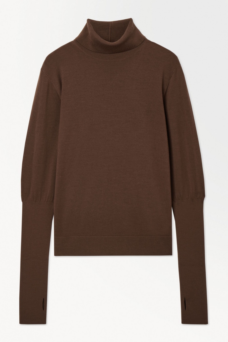 Dámské Svetry COS The Vlna Roll-Neck Tmavě Hnědé | NGVX-20579