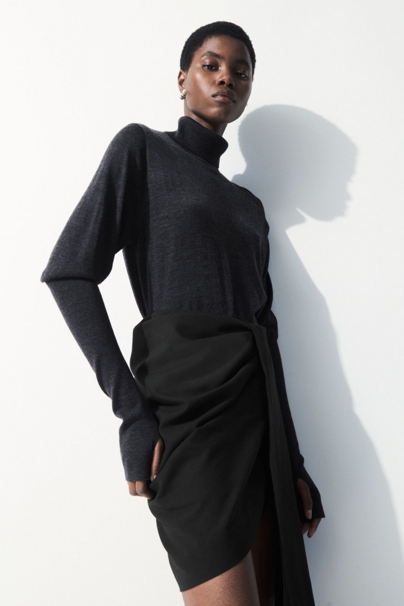 Dámské Svetry COS The Vlna Roll-Neck Tmavě Šedé | TGVI-50247