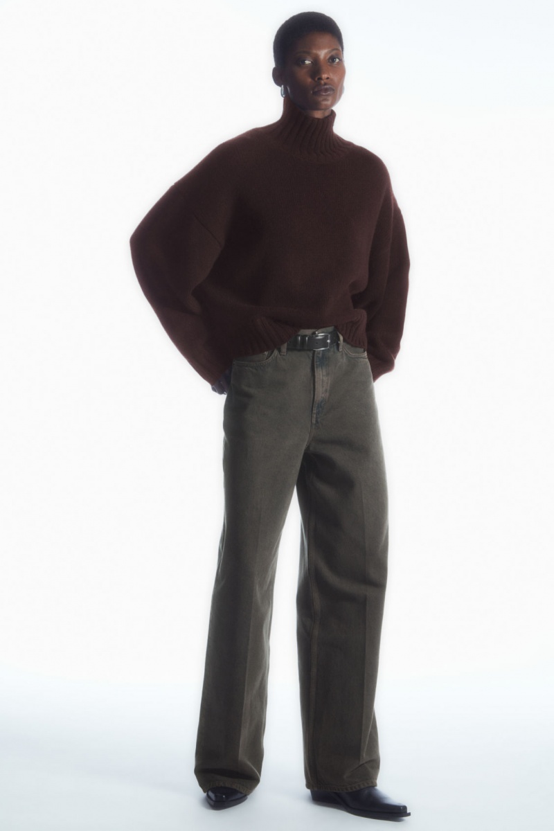 Dámské Svetry COS Tlustý Pure Cashmere Turtleneck Tmavě Hnědé | IROW-78354