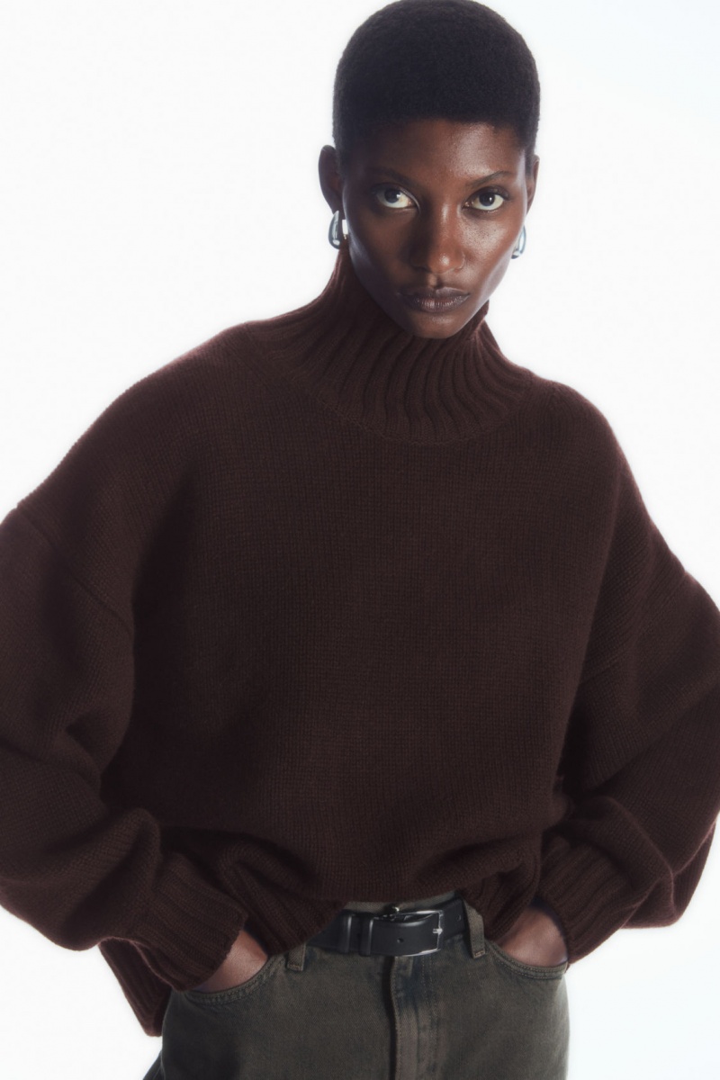 Dámské Svetry COS Tlustý Pure Cashmere Turtleneck Tmavě Hnědé | IROW-78354