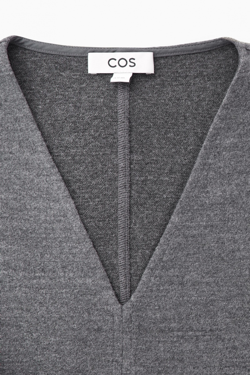 Dámské Svetry COS V-Neck Boiled-Vlna Šedé | TIVA-69540