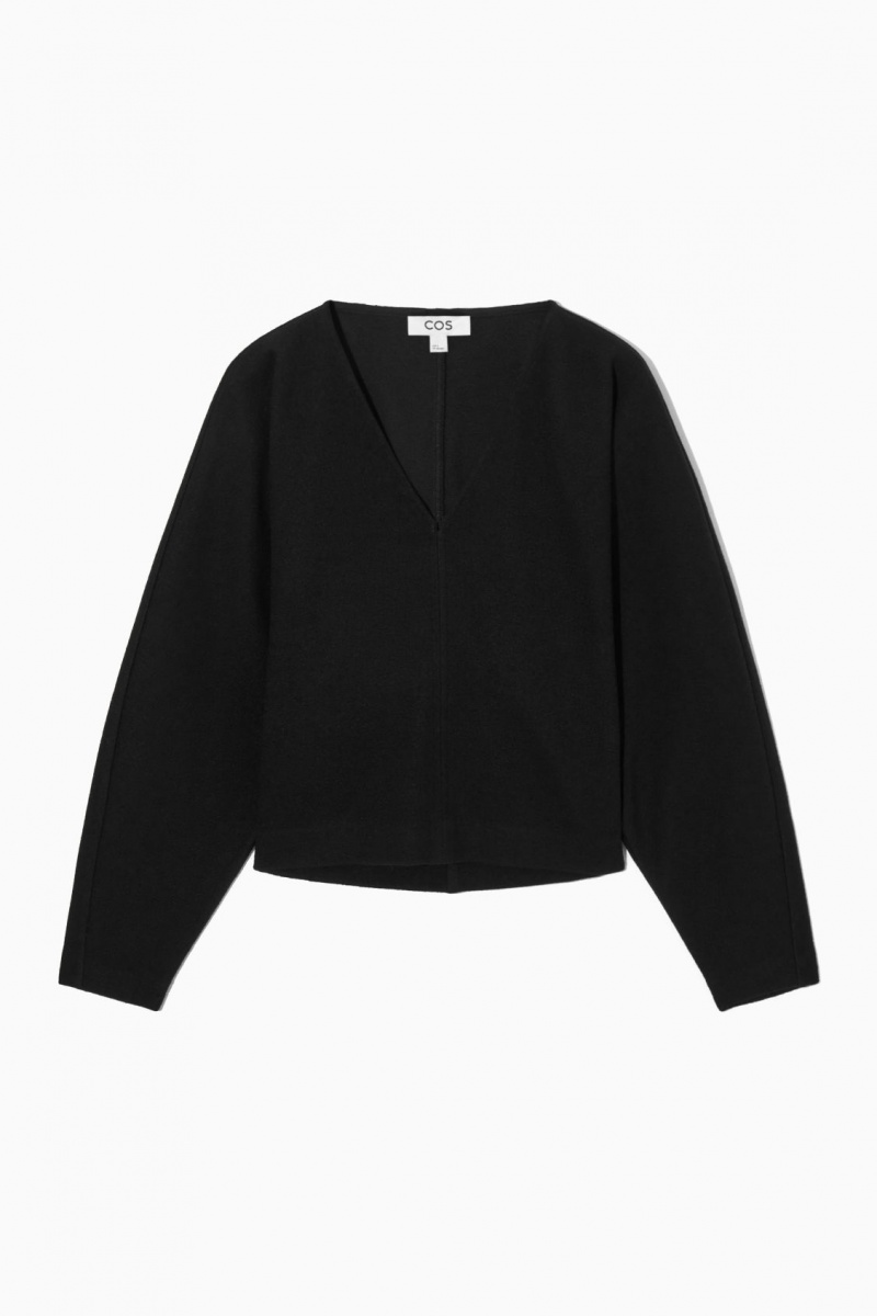 Dámské Svetry COS V-Neck Boiled-Vlna Černé | VMNB-43812