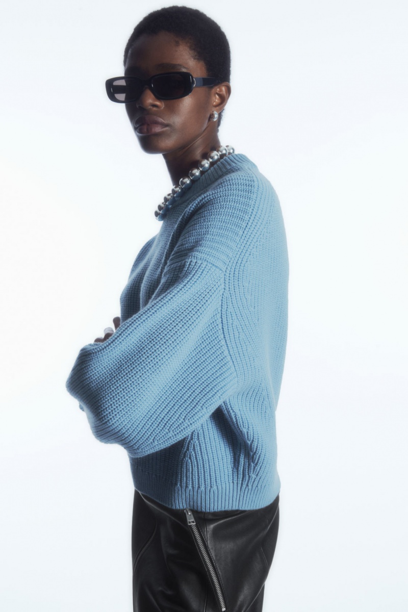 Dámské Svetry COS Žebrovaný Cashmere-Blend Světle Blankyt | WQYG-48937