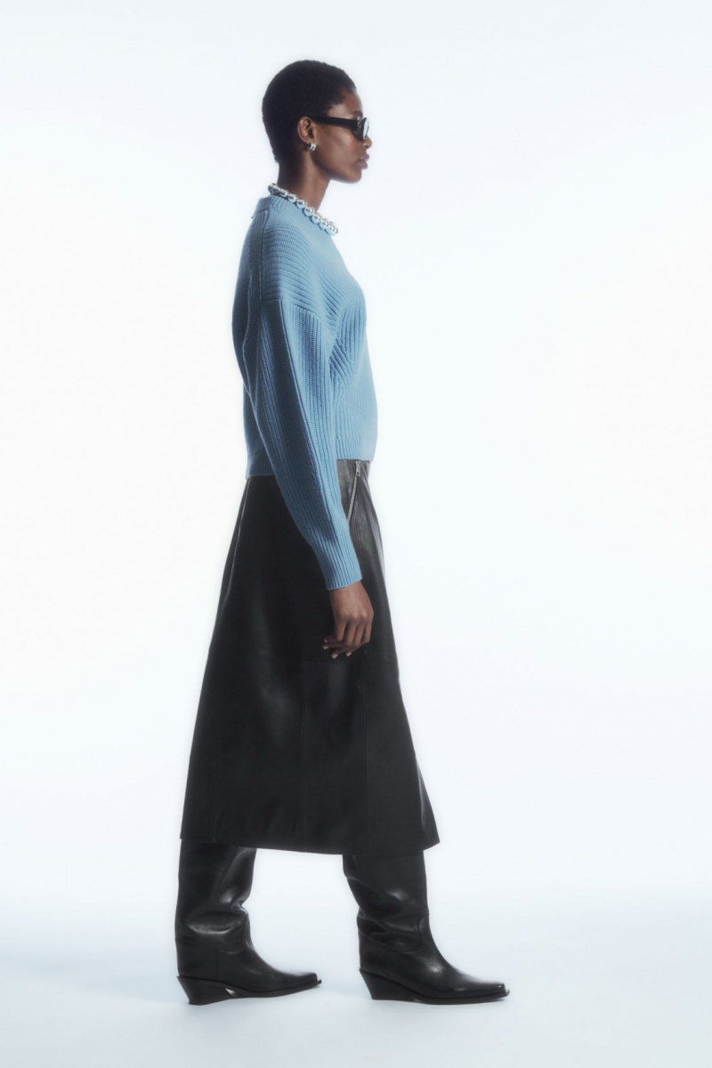 Dámské Svetry COS Žebrovaný Cashmere-Blend Světle Blankyt | WQYG-48937