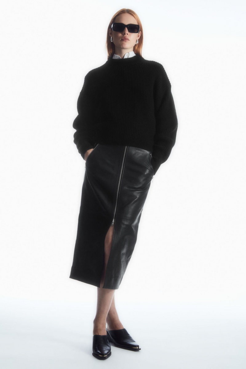 Dámské Svetry COS Žebrovaný Cashmere-Blend Černé | QSYU-47398