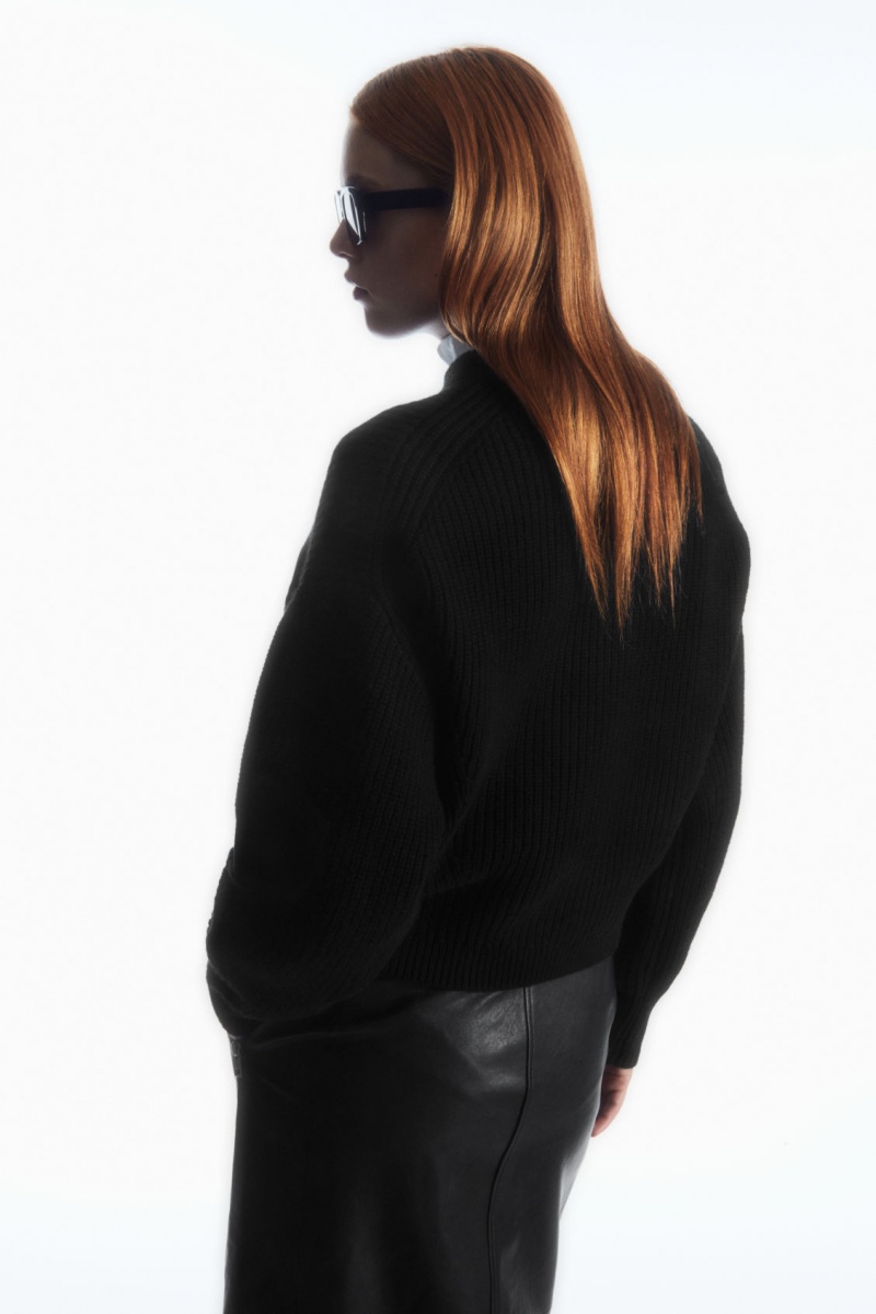 Dámské Svetry COS Žebrovaný Cashmere-Blend Černé | QSYU-47398