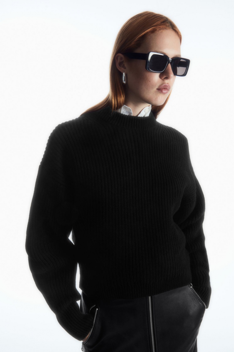 Dámské Svetry COS Žebrovaný Cashmere-Blend Černé | QSYU-47398