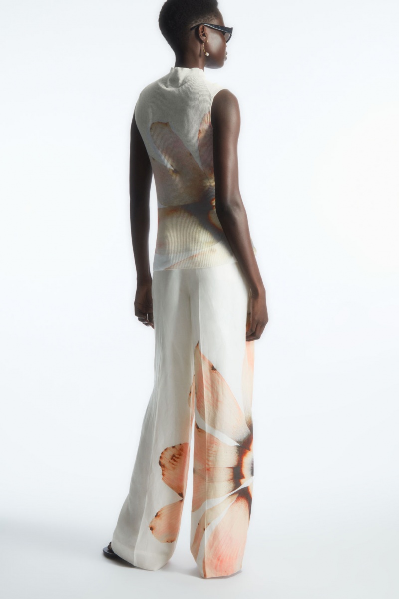 Dámské Tílko COS Floral-Print Mock-Neck Bílé | HIDB-37584
