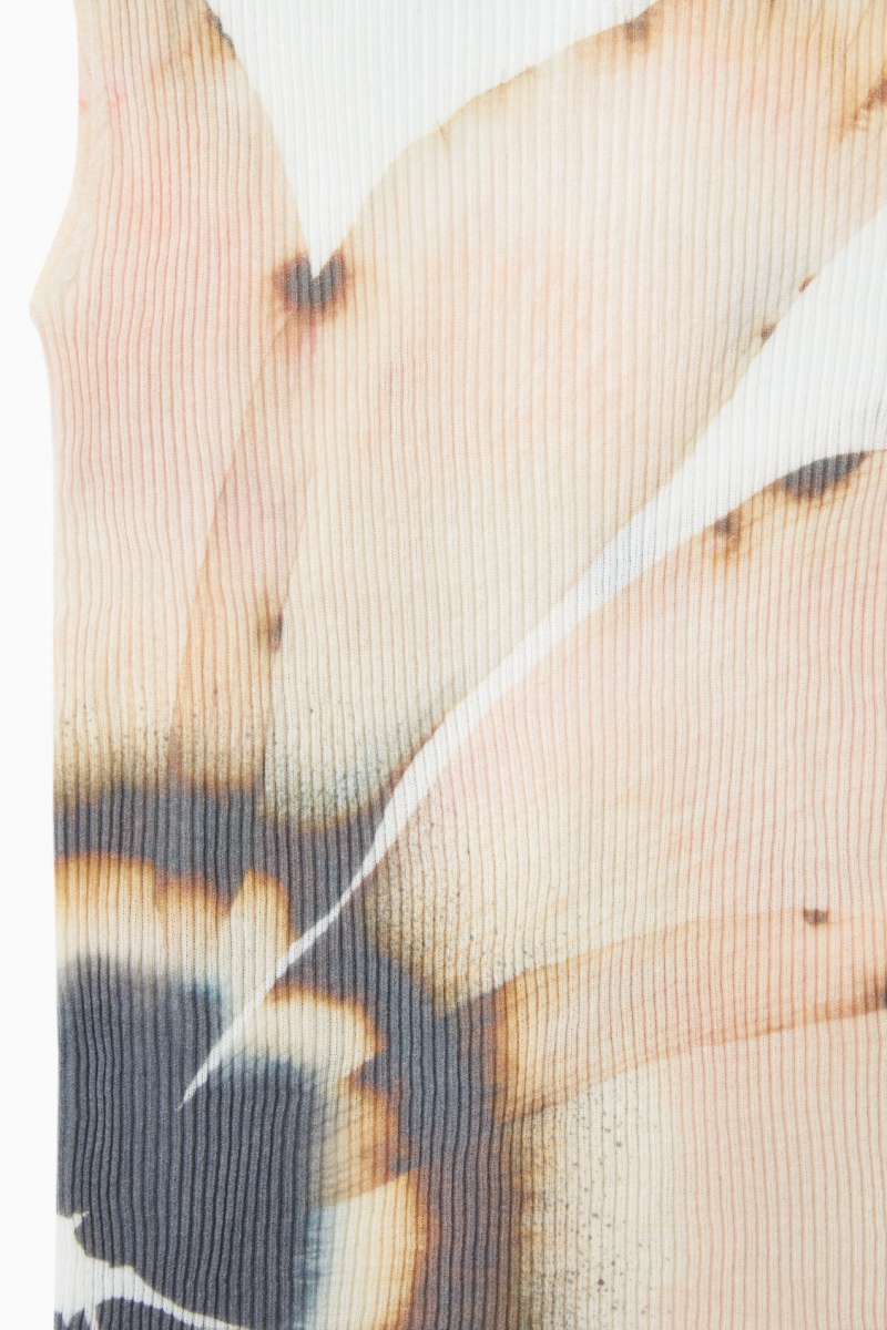 Dámské Tílko COS Floral-Print Mock-Neck Bílé | HIDB-37584