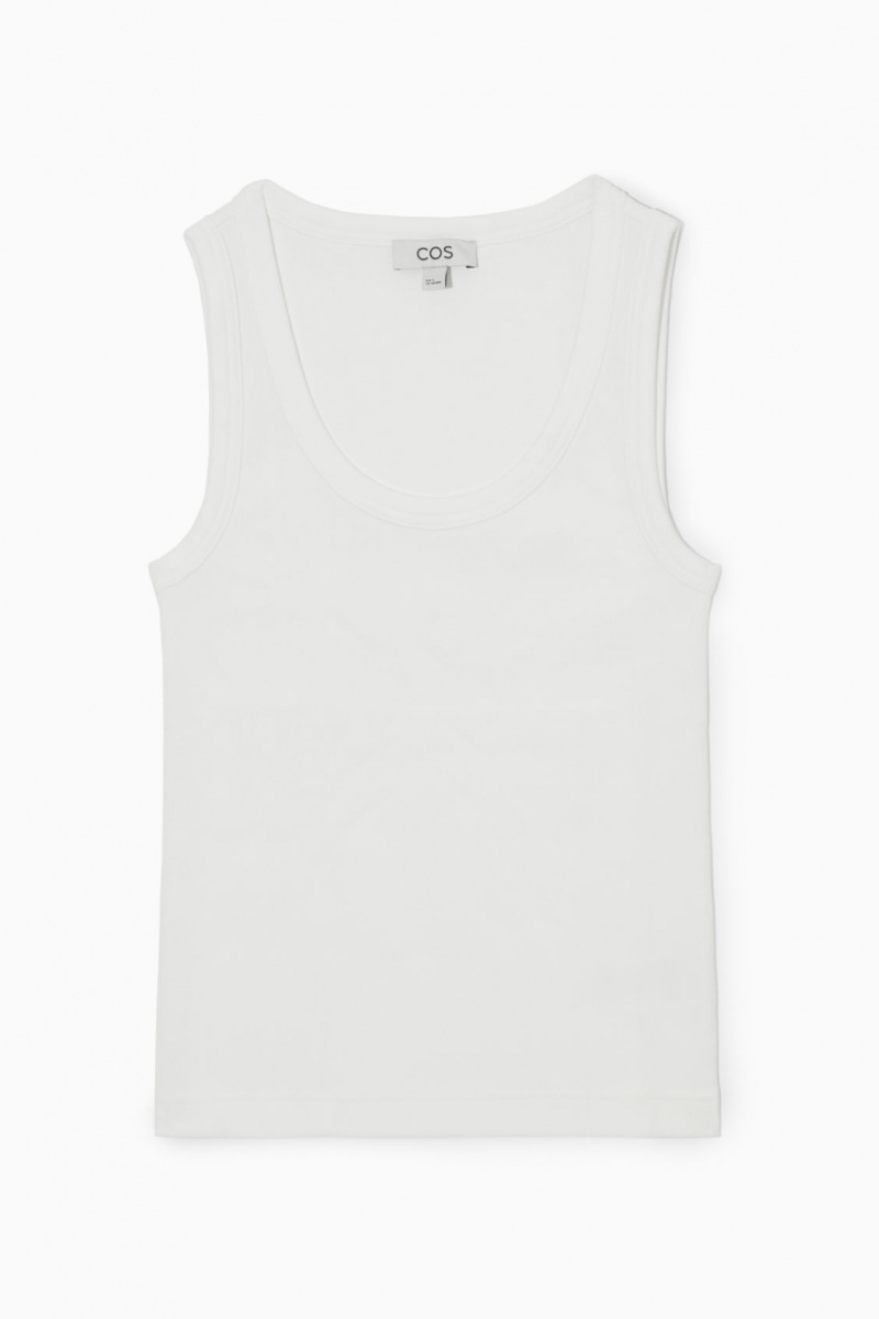 Dámské Tílko COS Scoop-Neck Žebrovaný Bílé | HSOL-87903