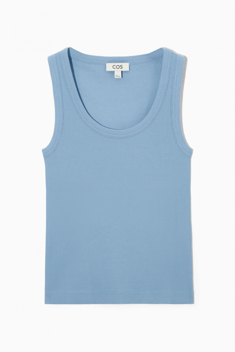 Dámské Tílko COS Scoop-Neck Žebrovaný Světle Blankyt | LUEN-59342