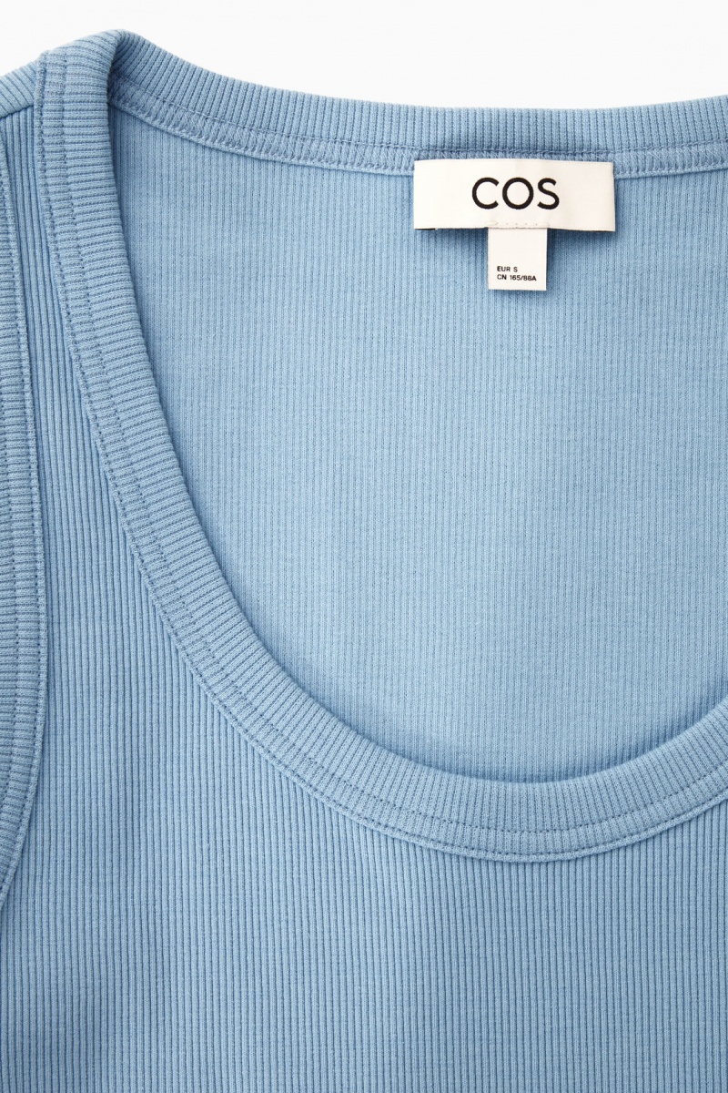Dámské Tílko COS Scoop-Neck Žebrovaný Světle Blankyt | LUEN-59342