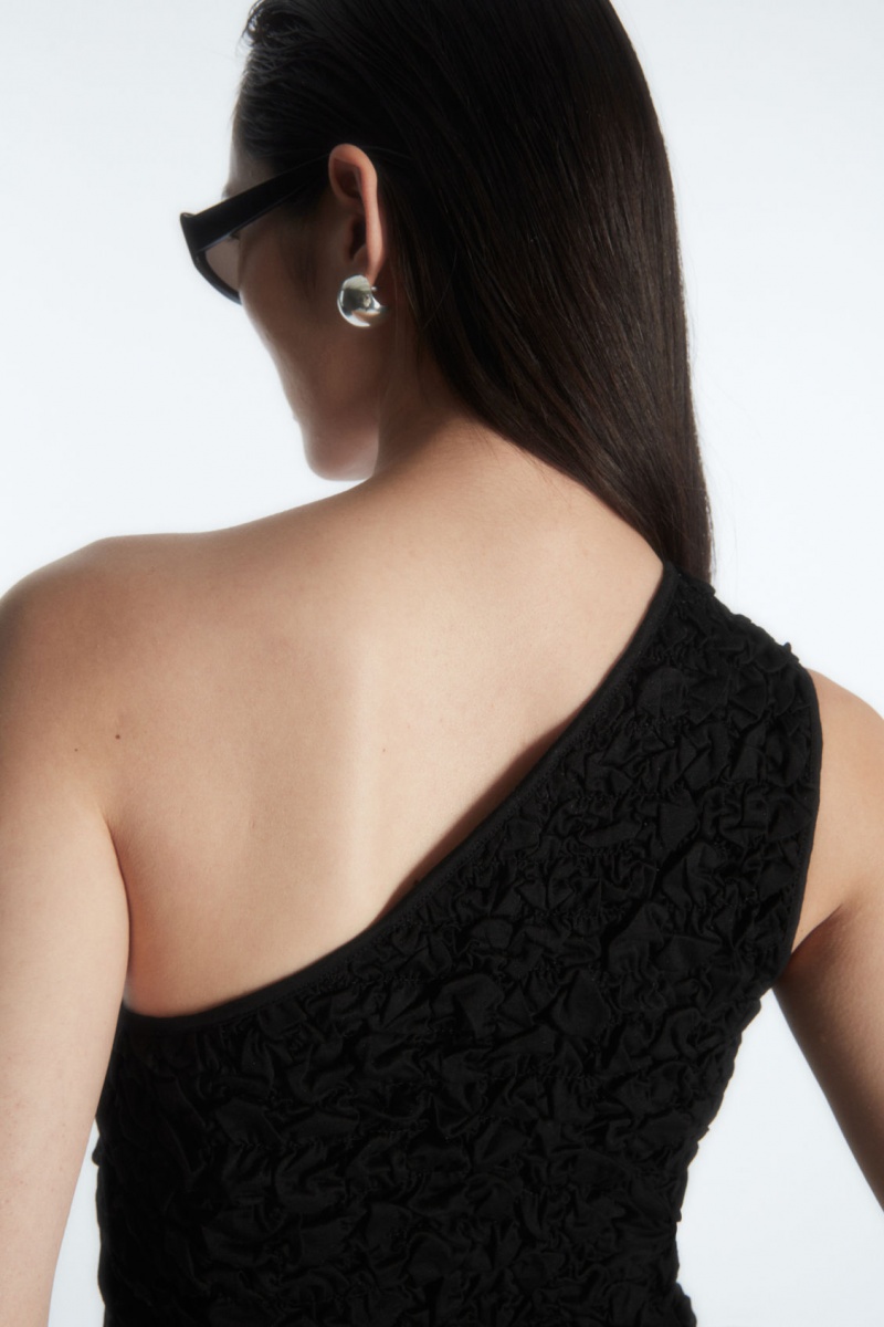 Dámské Tílko COS Smocked One-Shoulder Černé | RDWF-71654