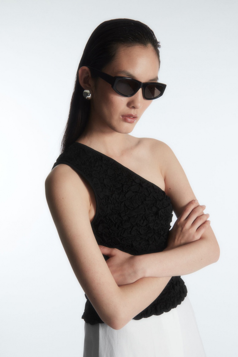 Dámské Tílko COS Smocked One-Shoulder Černé | RDWF-71654