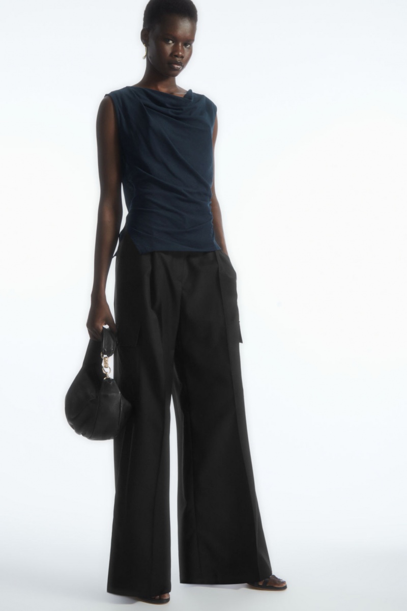 Dámské Topy COS Asymmetric Draped Bez Rukávů Tmavě Blankyt | GYRM-50216