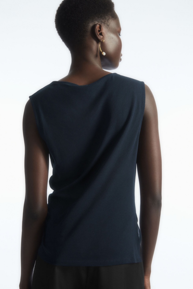 Dámské Topy COS Asymmetric Draped Bez Rukávů Tmavě Blankyt | GYRM-50216