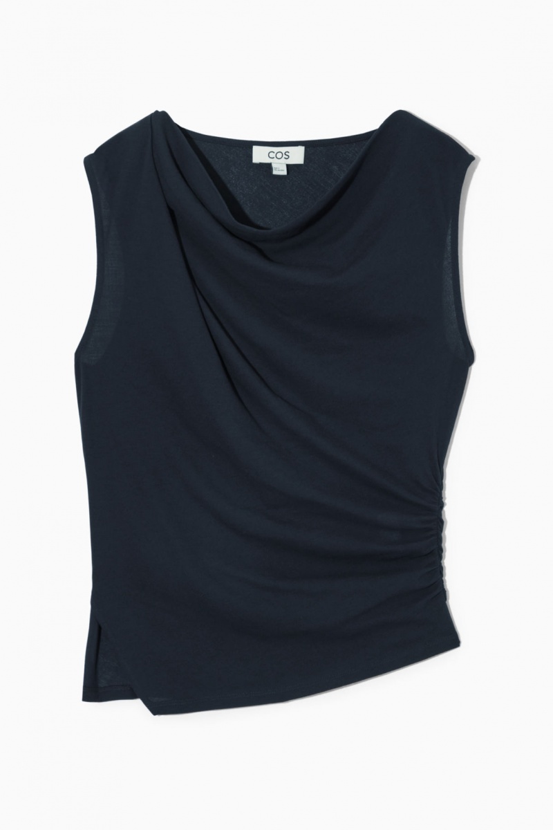 Dámské Topy COS Asymmetric Draped Bez Rukávů Tmavě Blankyt | GYRM-50216