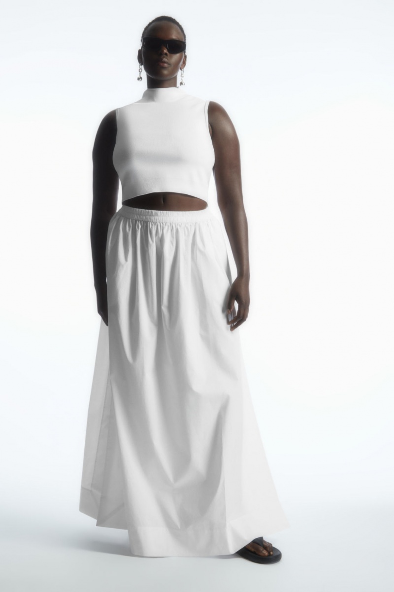 Dámské Topy COS Cropped Pletené Bez Rukávů Bílé | QKJN-89362