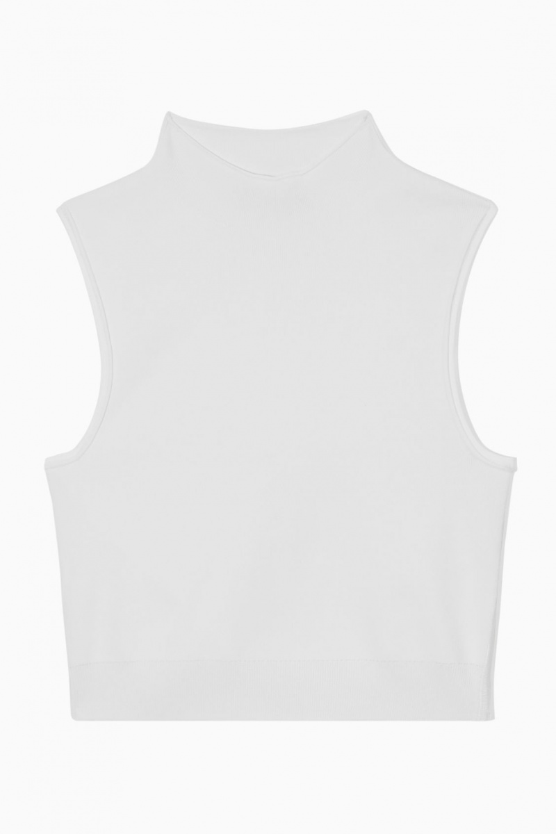 Dámské Topy COS Cropped Pletené Bez Rukávů Bílé | QKJN-89362