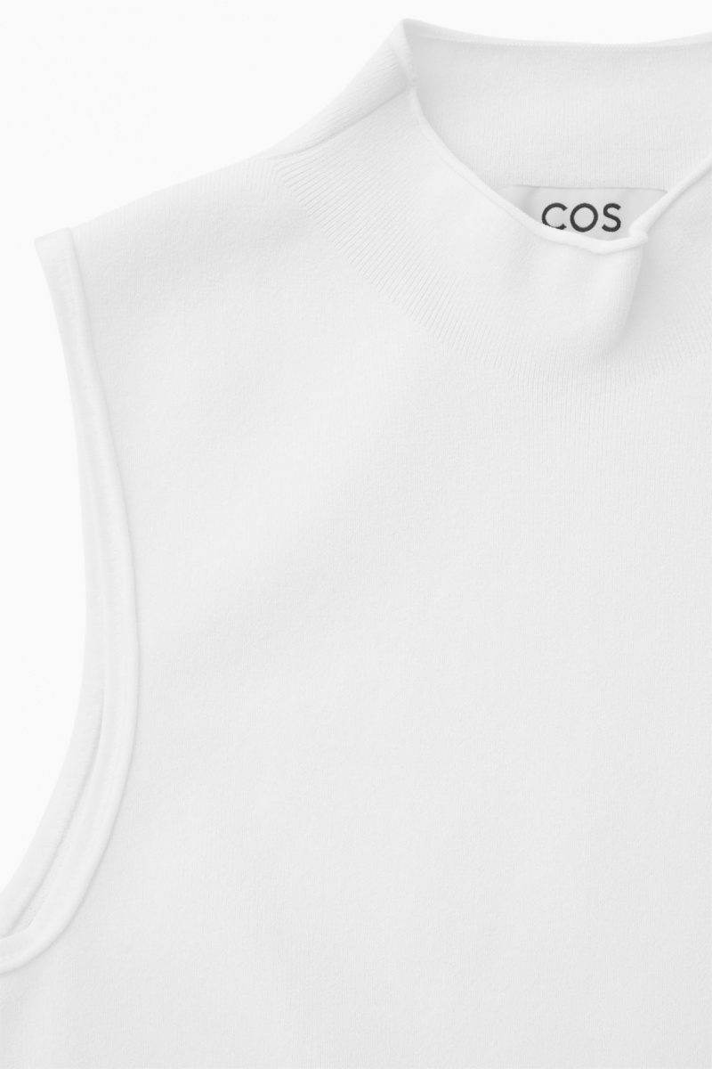 Dámské Topy COS Cropped Pletené Bez Rukávů Bílé | QKJN-89362