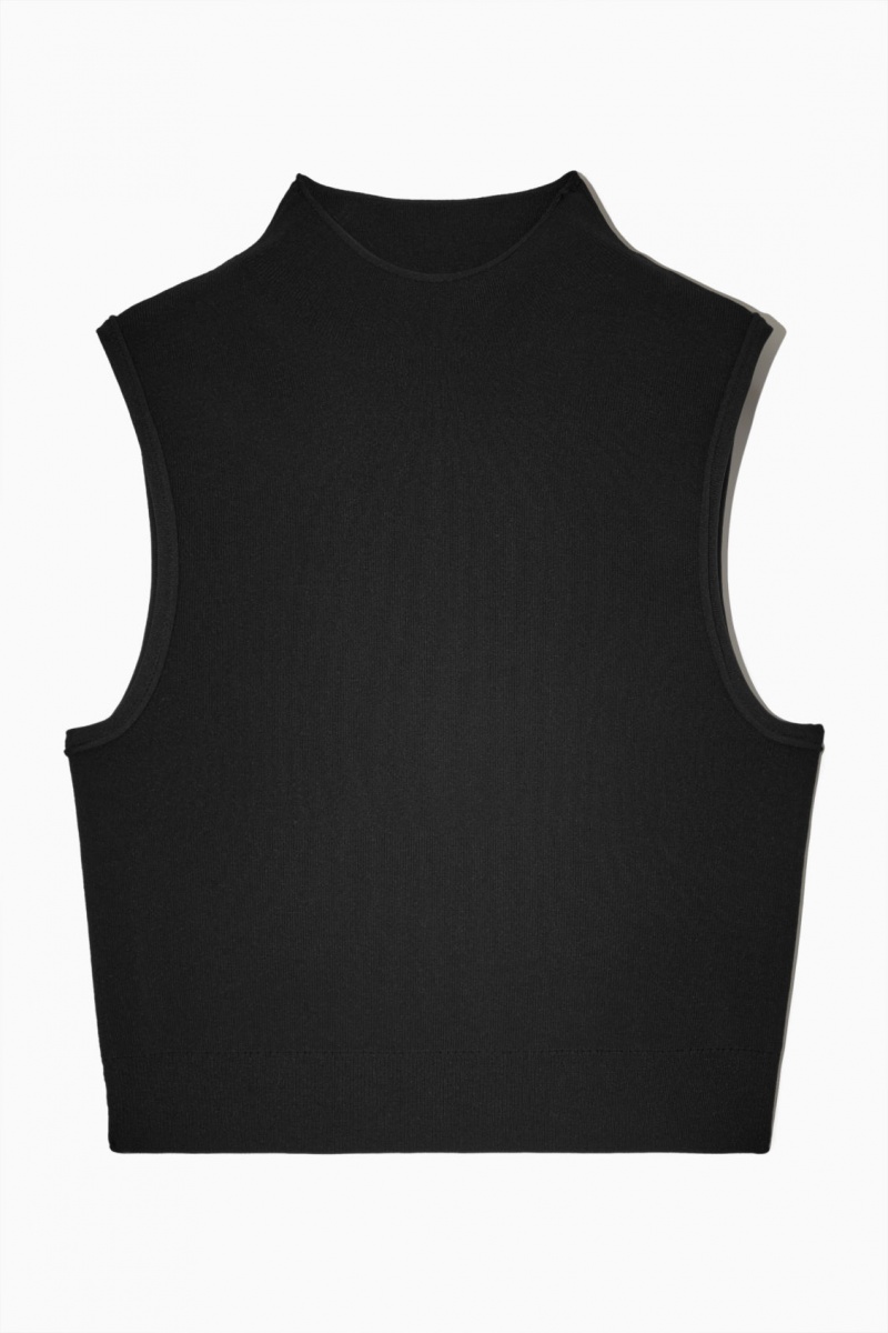 Dámské Topy COS Cropped Pletené Bez Rukávů Černé | XPIE-68159