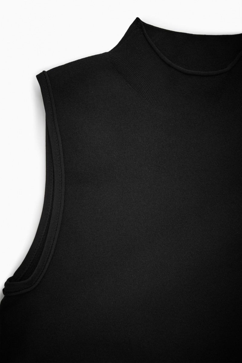 Dámské Topy COS Cropped Pletené Bez Rukávů Černé | XPIE-68159