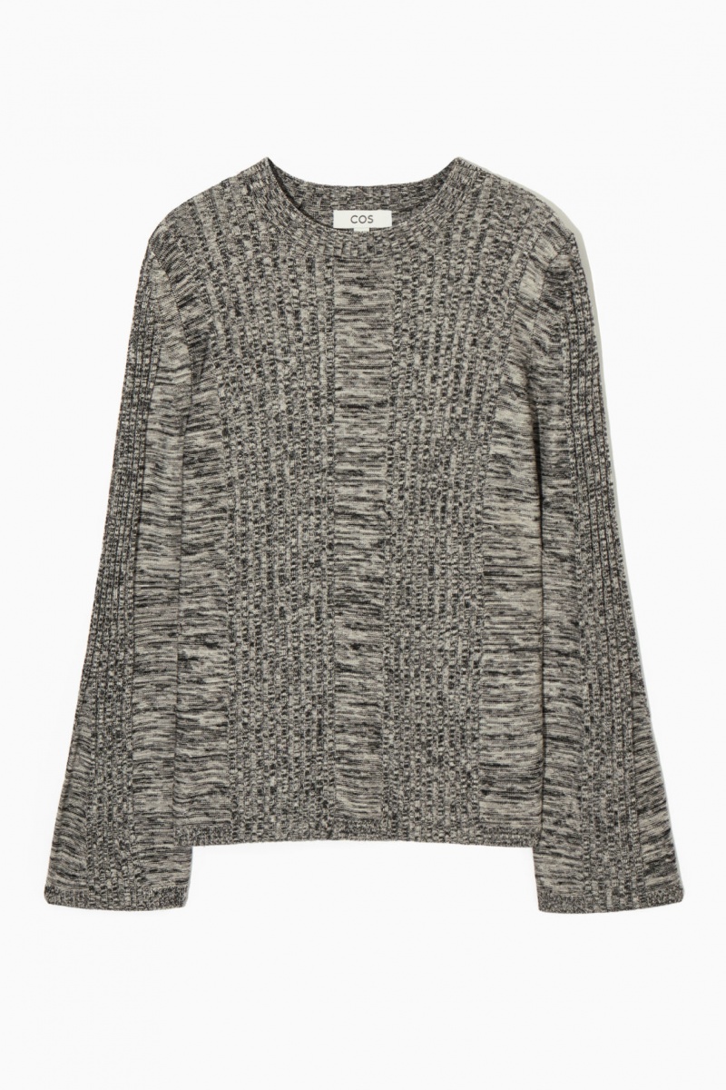 Dámské Topy COS Flared-Sleeve Žebrovaný-Panel Černé | SKDX-49720