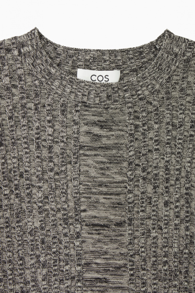Dámské Topy COS Flared-Sleeve Žebrovaný-Panel Černé | SKDX-49720