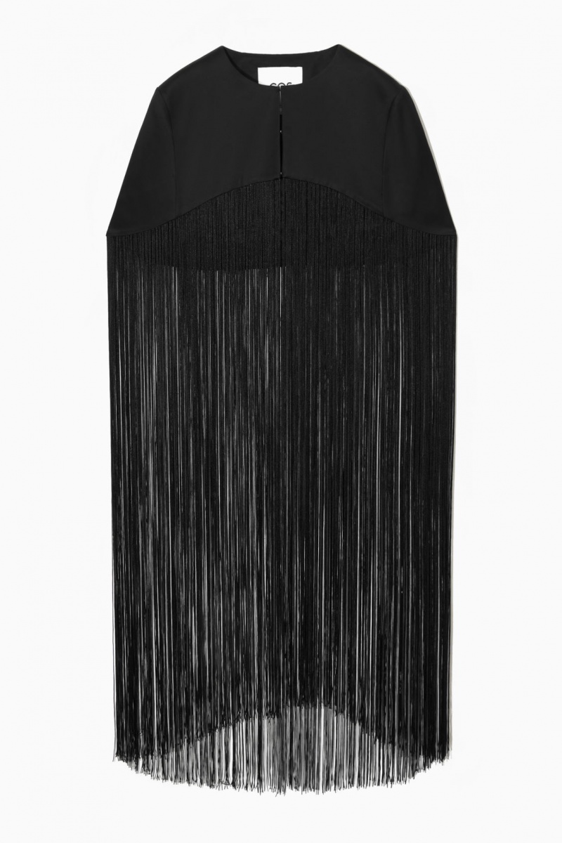 Dámské Topy COS Fringed Cape Černé | CMHW-84276