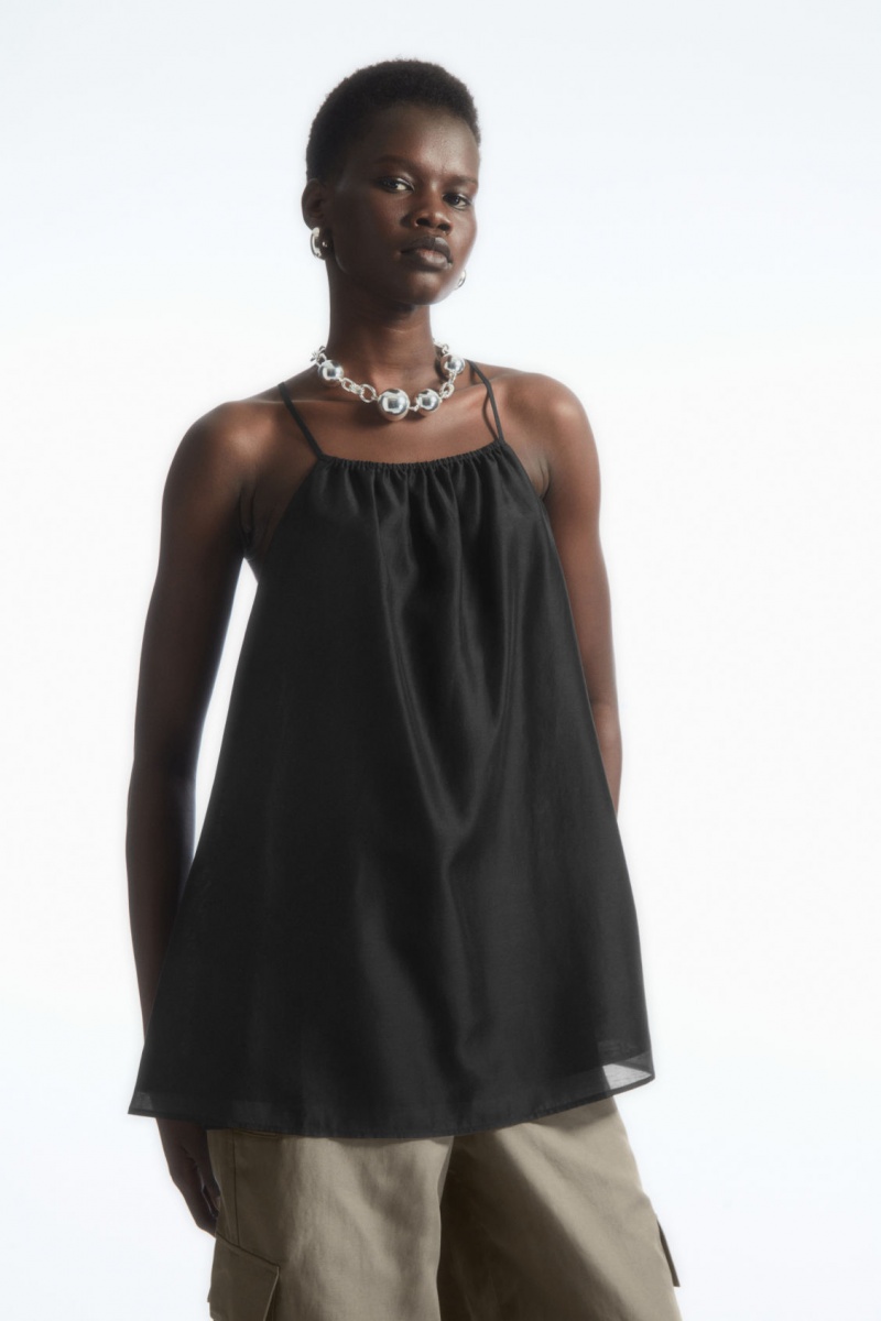 Dámské Topy COS Halterneck Tunic-Style Černé | XTID-54361