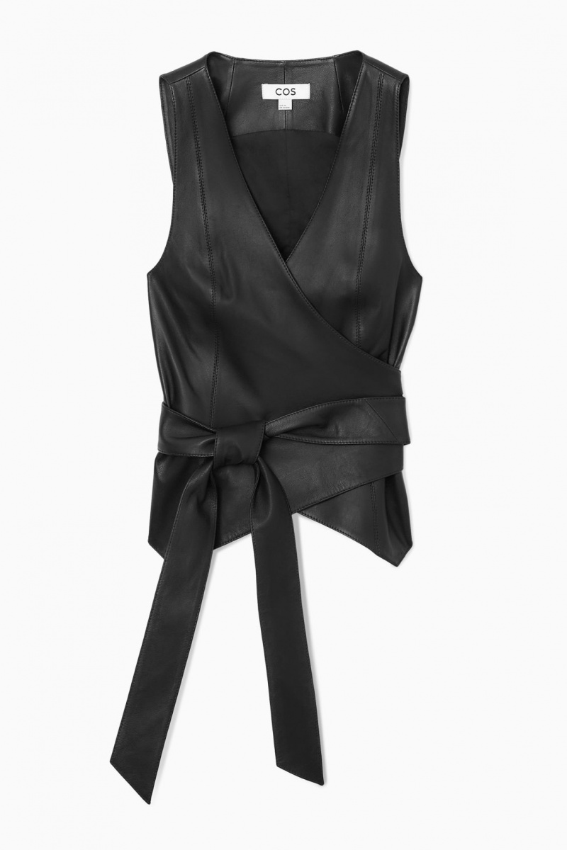 Dámské Topy COS Læder Wrap Černé | ANOW-93506