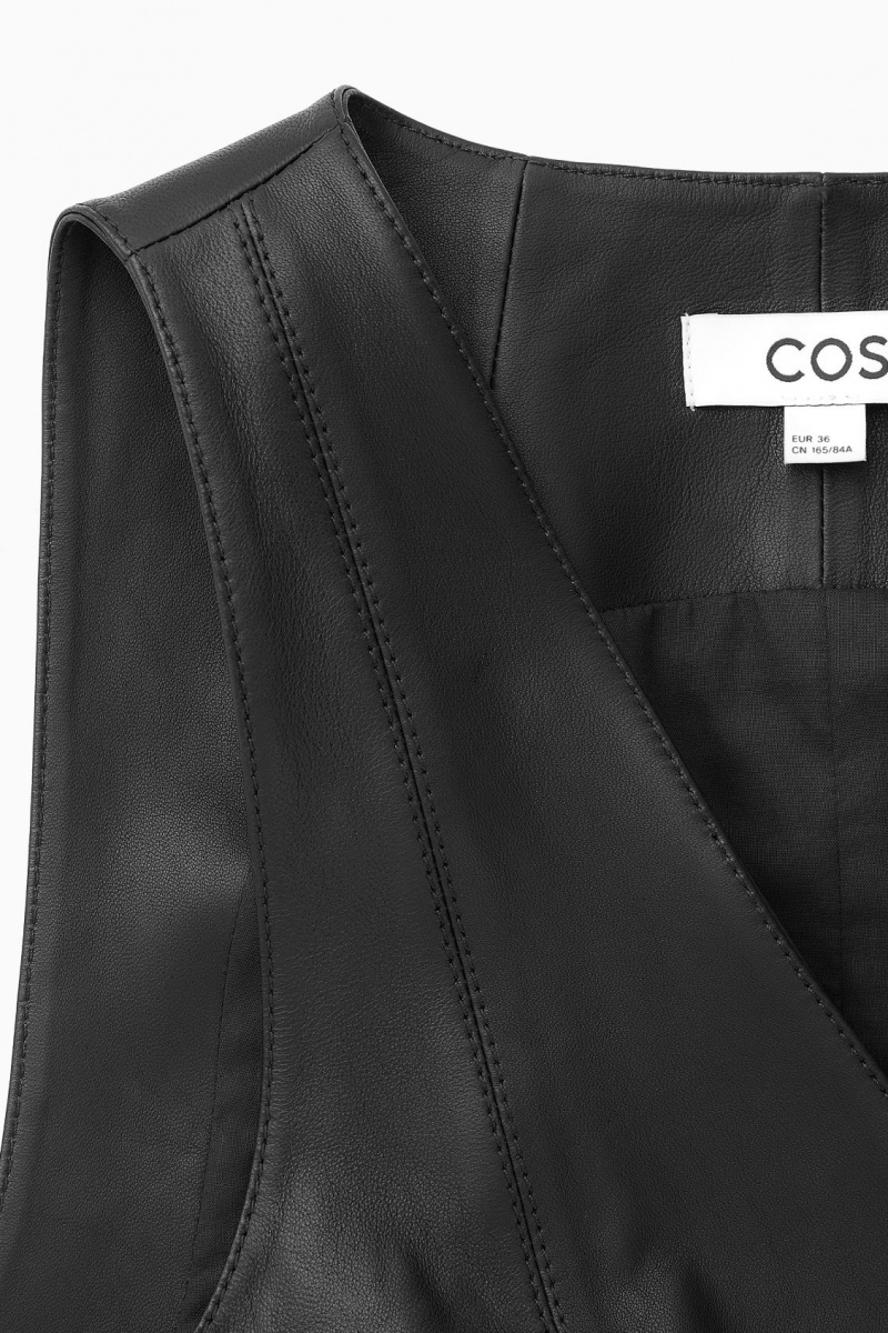 Dámské Topy COS Læder Wrap Černé | ANOW-93506