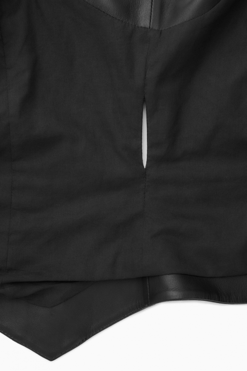 Dámské Topy COS Læder Wrap Černé | ANOW-93506