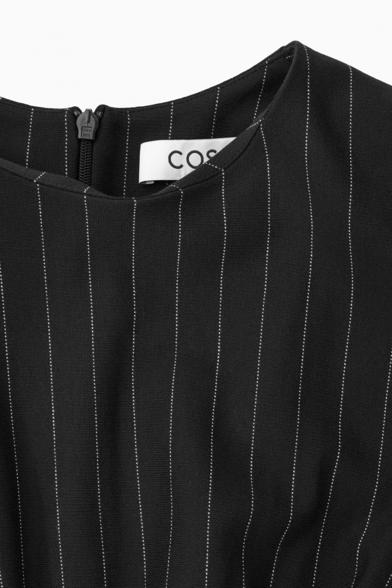 Dámské Topy COS Pinstriped Draped Černé | GQOX-84795