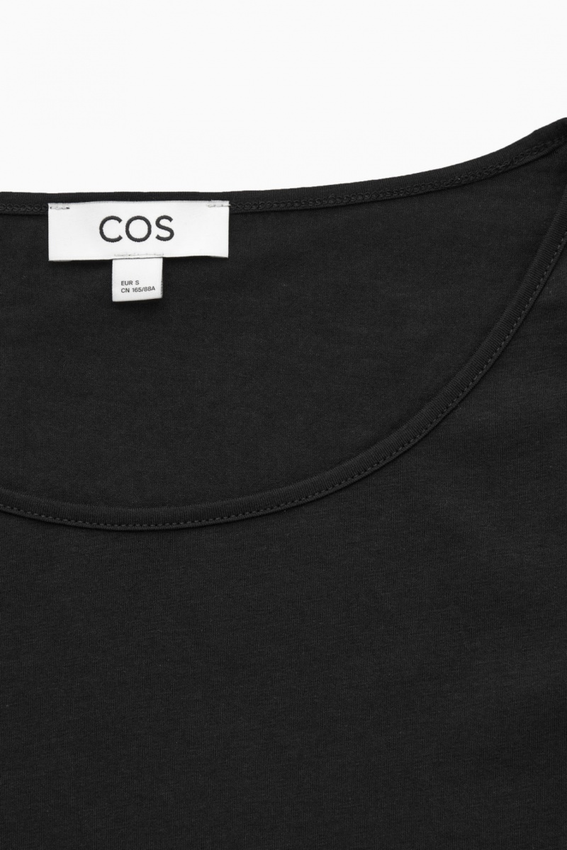 Dámské Topy COS Scoop-Neck Long-Sleeved Černé | HTZY-59837