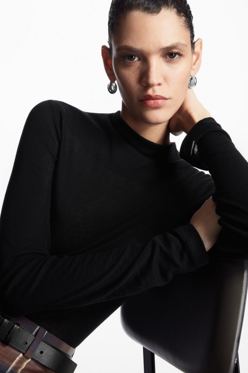 Dámské Topy COS Slim-Fit High-Neck Černé | NWVO-13097