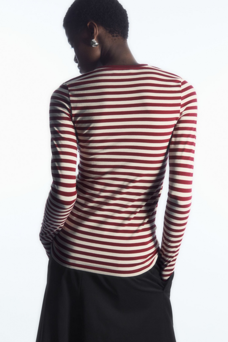 Dámské Topy COS Slim-Fit Long-Sleeve Bílé Vínové | MWZD-70983