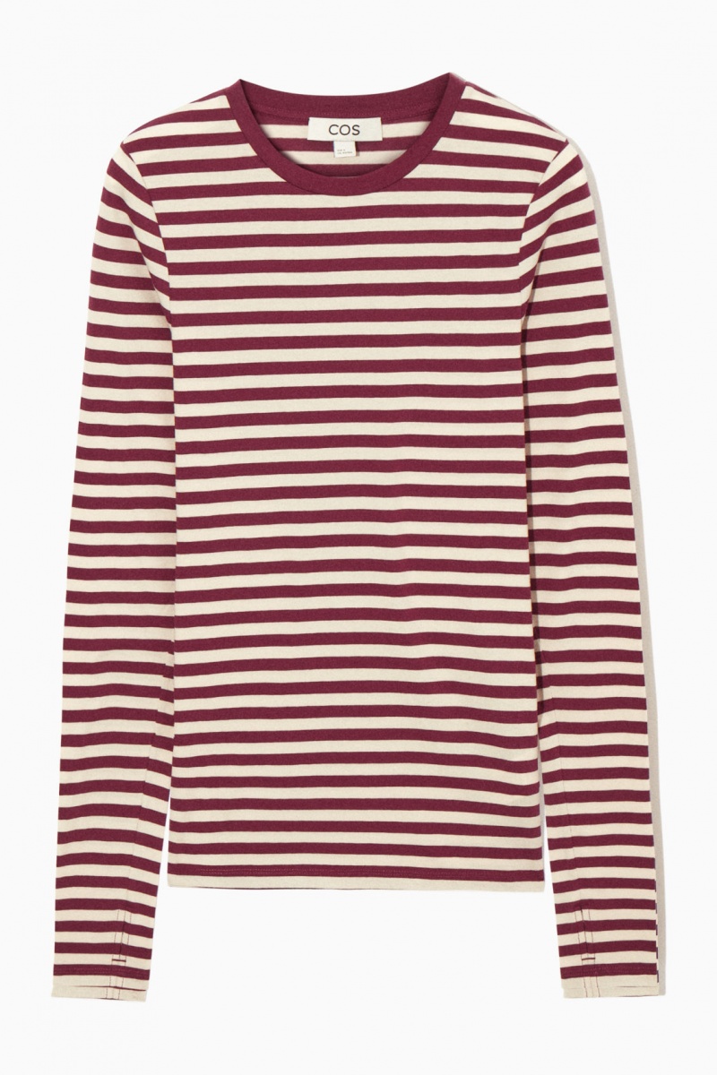 Dámské Topy COS Slim-Fit Long-Sleeve Bílé Vínové | MWZD-70983