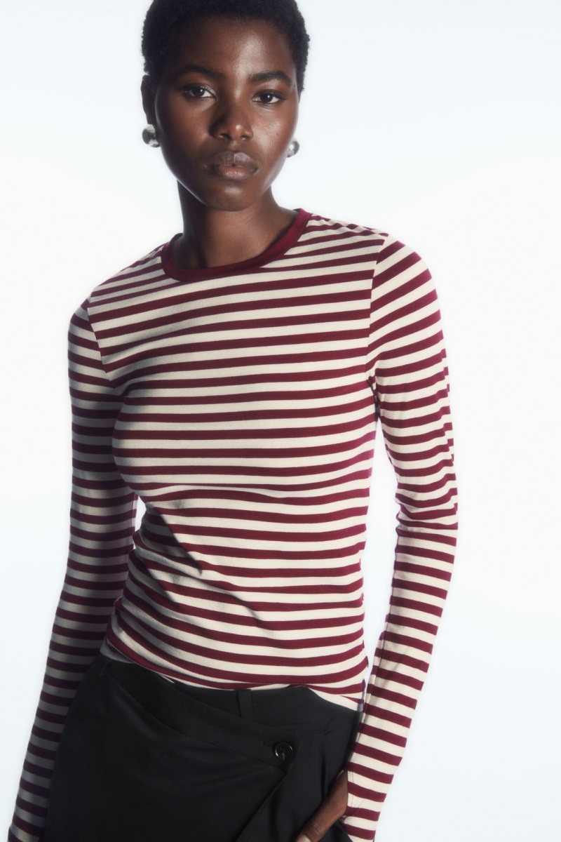 Dámské Topy COS Slim-Fit Long-Sleeve Bílé Vínové | MWZD-70983