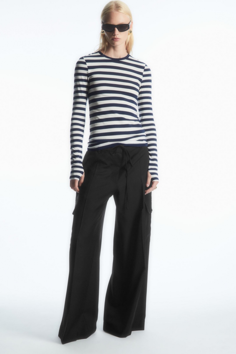 Dámské Topy COS Slim-Fit Long-Sleeve Tmavě Blankyt | RTBV-27806