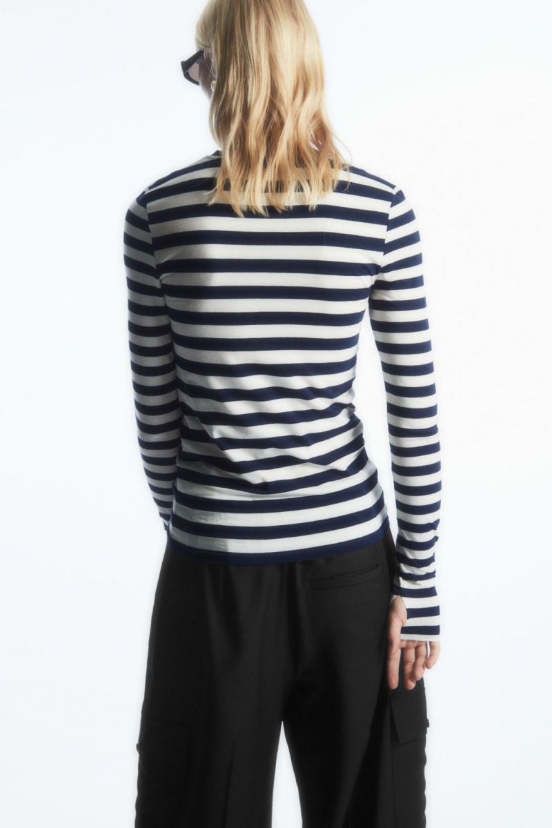 Dámské Topy COS Slim-Fit Long-Sleeve Tmavě Blankyt | RTBV-27806