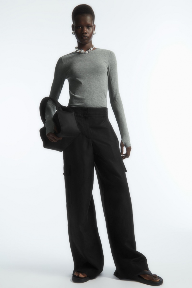 Dámské Topy COS Slim-Fit Long-Sleeve Tmavě Šedé | JNLZ-21356