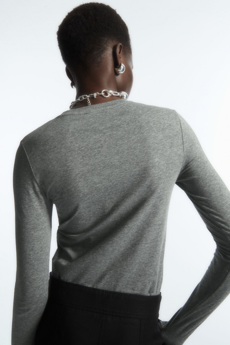 Dámské Topy COS Slim-Fit Long-Sleeve Tmavě Šedé | JNLZ-21356
