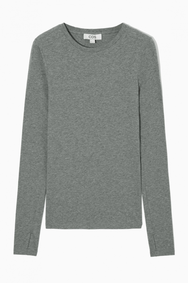 Dámské Topy COS Slim-Fit Long-Sleeve Tmavě Šedé | JNLZ-21356