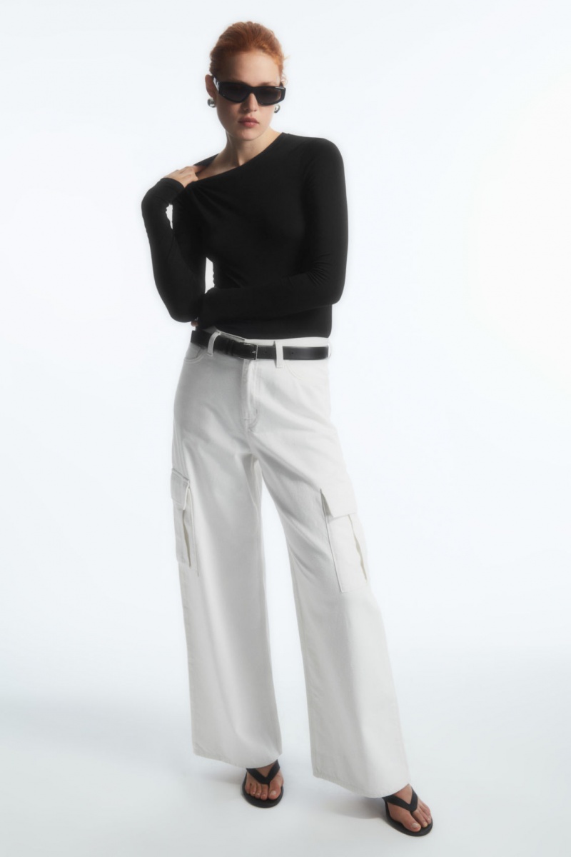 Dámské Topy COS Slim-Fit Long-Sleeve Černé | WSCN-86759