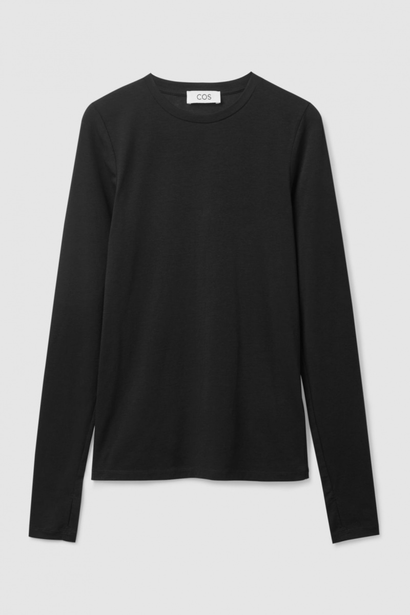 Dámské Topy COS Slim-Fit Long-Sleeve Černé | WSCN-86759