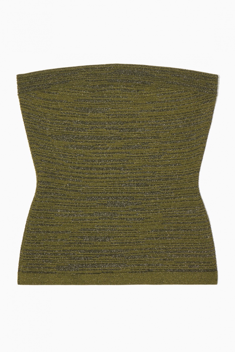 Dámské Topy COS Sparkly Textured Bandeau Zelene | QJYX-38156