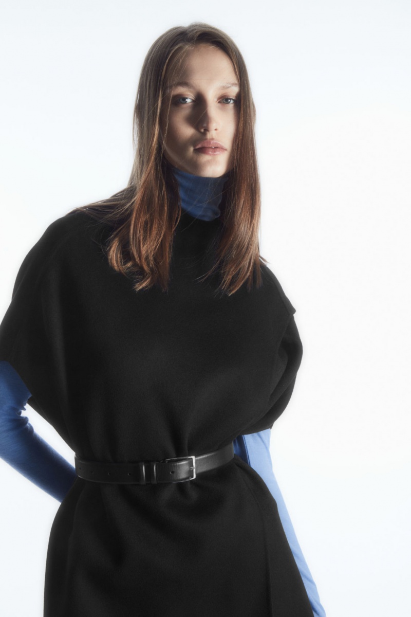 Dámské Topy COS Vlna-blend Cape Černé | DNYL-96802
